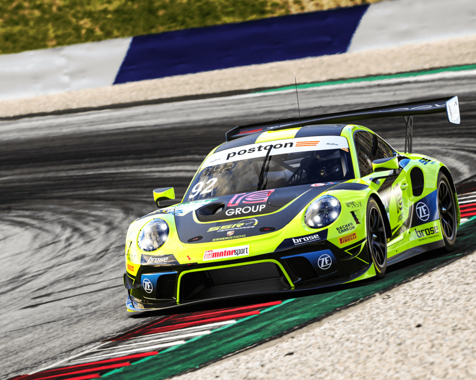 2020 SSR Performance Porsche 911 GT3 R ADAC GT Masters on track rendering